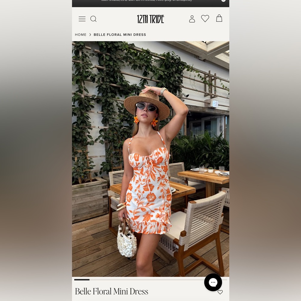 12th Tribe Orange and White Floral Mini Dress